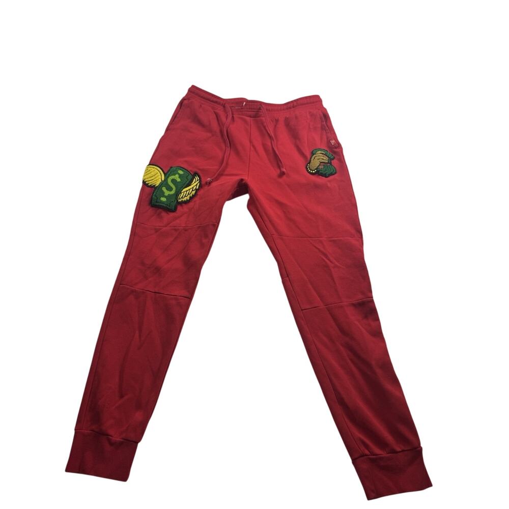 CityLab XL Men's Jogger Red Cotton Tapered Pants Pockets Embroidered Logo